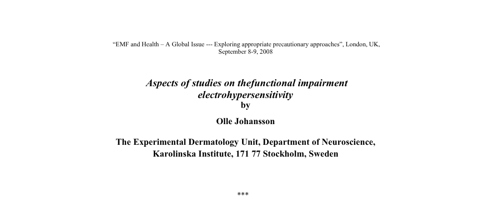 Aspects of studies on the functional impairment electrohypersensitivity