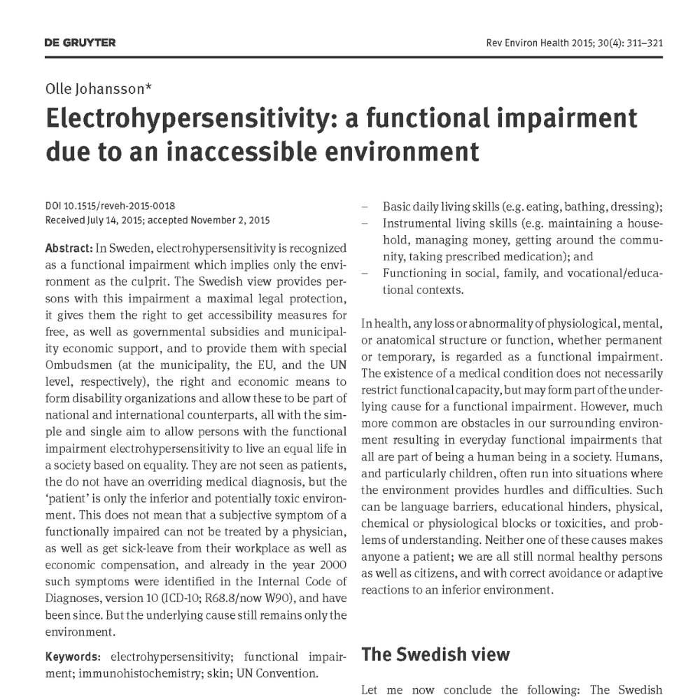 Electrohipersensibilidad: una discapacidad funcional debida a un entorno inaccesible