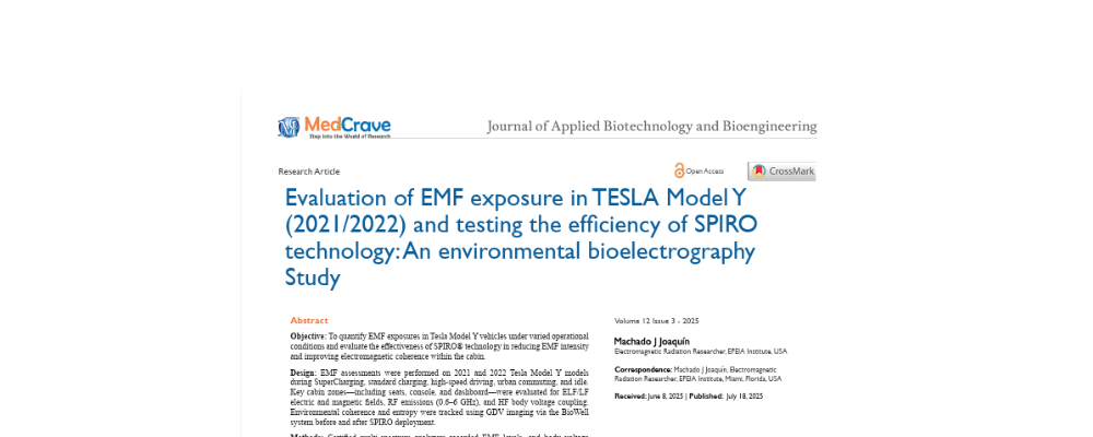 Evaluation of EMF exposure in TESLA Model Y (2021/2022) and testing the efficiency of SPIRO technology: An environmental bioelectrography Study