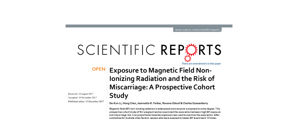 Exposure to Magnetic Field Non-Ionizing Radiation and the Risk of Miscarriage: A Prospective Cohort Study