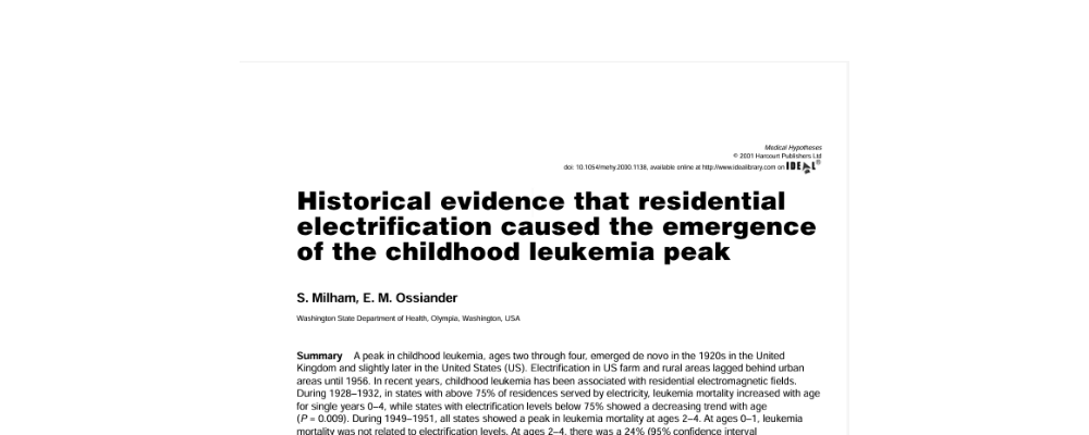Historical evidence that residential electrification caused the emergence of the childhood leukemia peak