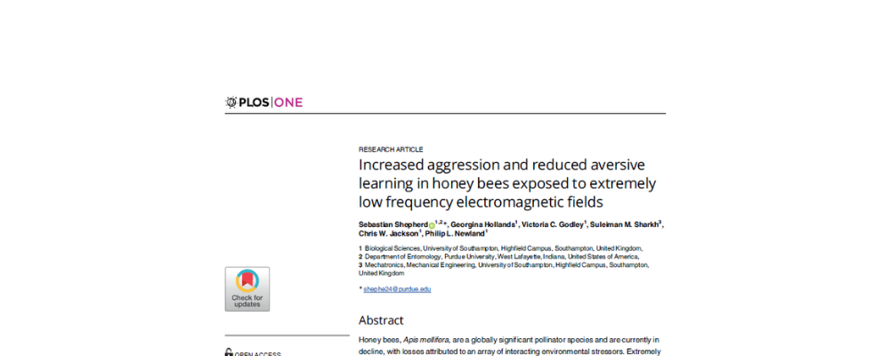 Increased aggression and reduced aversivelearning in honey bees exposed to extremelylow frequency electromagnetic fields