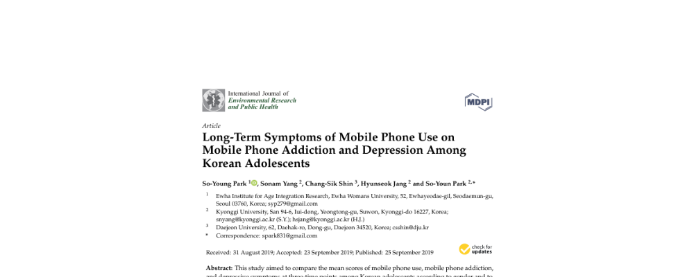 Long-Term Symptoms of Mobile Phone Use on Mobile Phone Addiction and Depression AmongKorean Adolescents