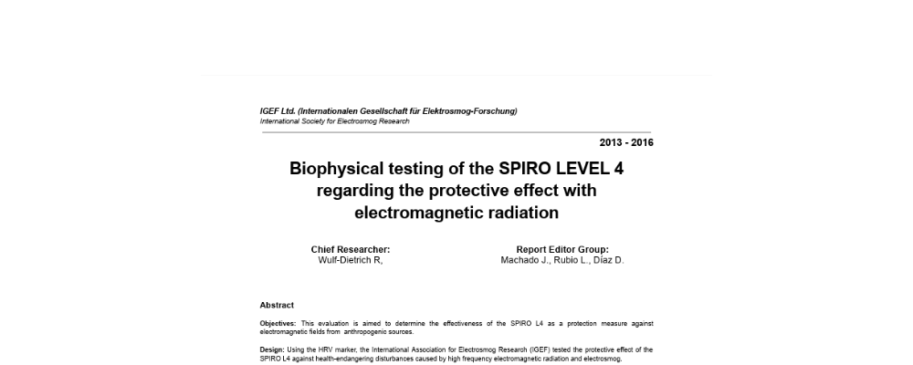 Biophysical testing of the SPIRO LEVEL 4 regarding the protective effect with electromagnetic radiation