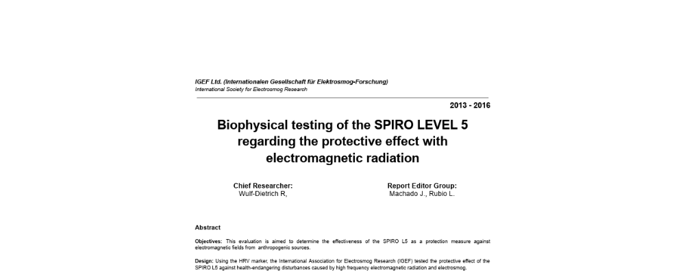 Biophysical testing of the SPIRO LEVEL 5 regarding the protective effect with electromagnetic radiation