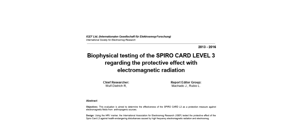 Biophysical testing of the SPIRO CARD LEVEL 3 regarding the protective effect with electromagnetic radiation