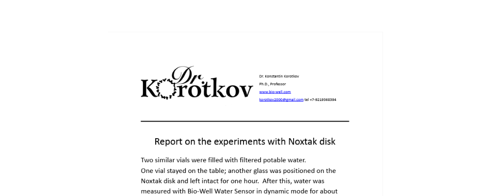 Report on the Experiments with Noxtak Disk