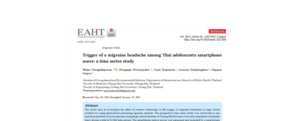 Trigger of a migraine headache among Thai adolescents smart phone users: a time series study